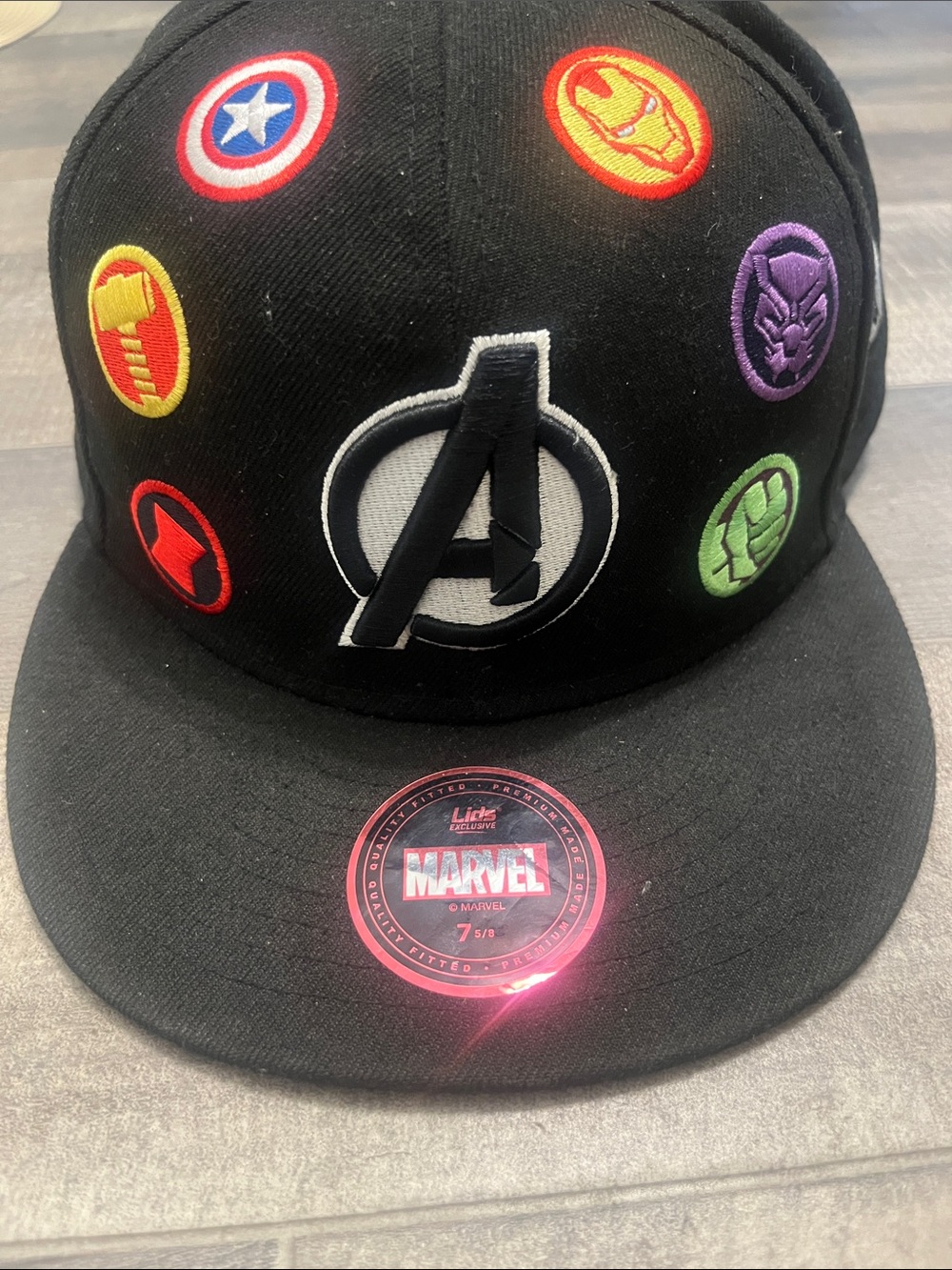 Marvel Black Mens Avengers Patch Cap with Multicolor Hero Badges